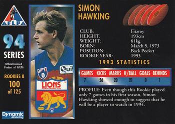 1994 Dynamic AFLPA #100 Simon Hawking Back
